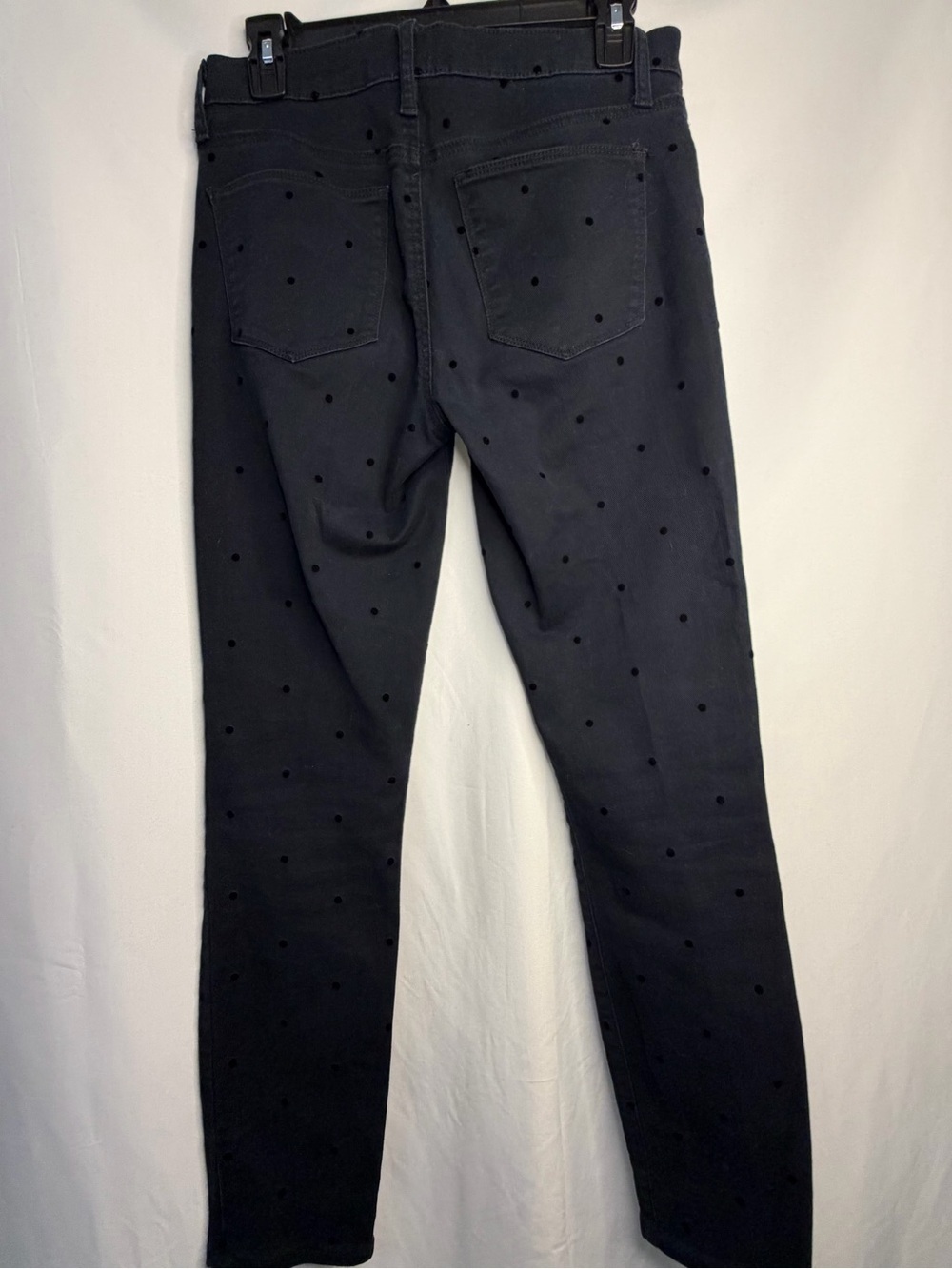 Gap True Skinny Black Flocked Polka Dot Jeans Size 27R - Picture 3 of 9